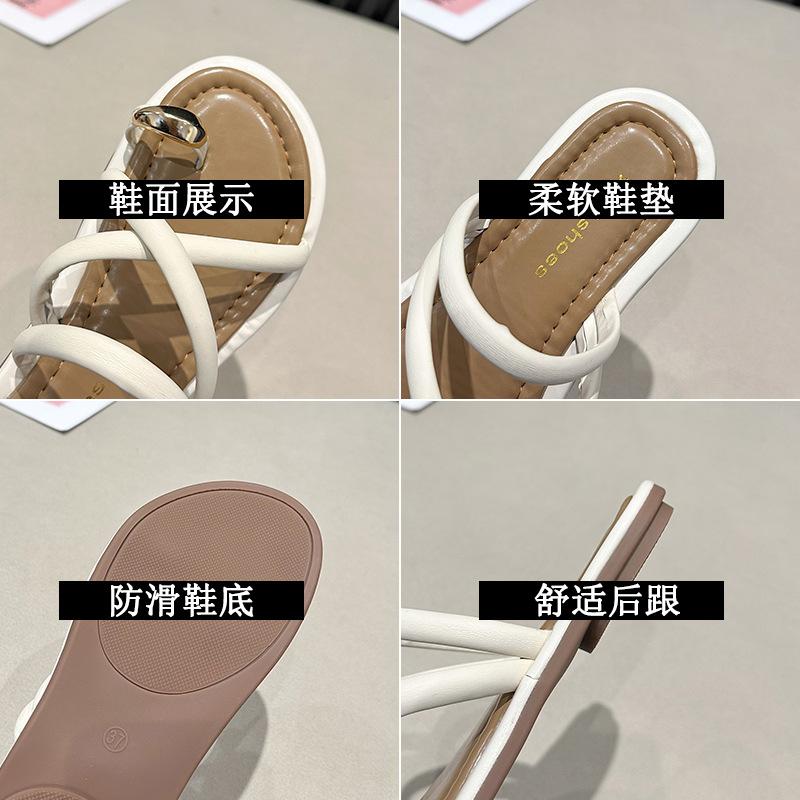 Französische Sandalen mit flachem Boden Frühling und Sommer neu Oberbekleidung Umstandsmode Zehen bedecken Badeurlaub Strand coole Hausschuhe