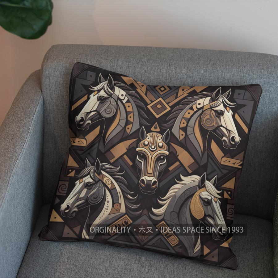 Stylish Horse-Patterned Digital Print Pillow Covers Pattern Cushion Cover Suitable For Sofa Bedroom Car Pillow Cover