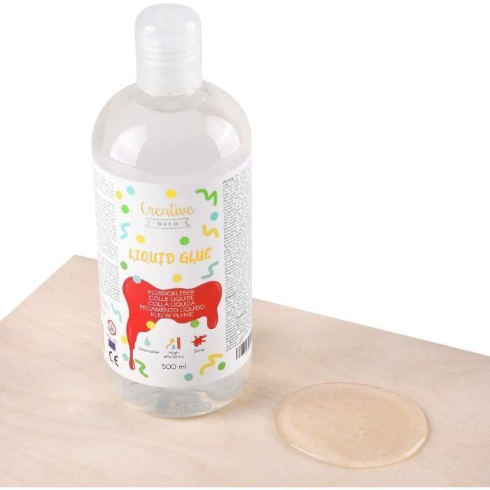Colle Liquide pour Slime - Creative Deco - 500 ml - Pour Verre, Tissu, Carton, Bois, Papier