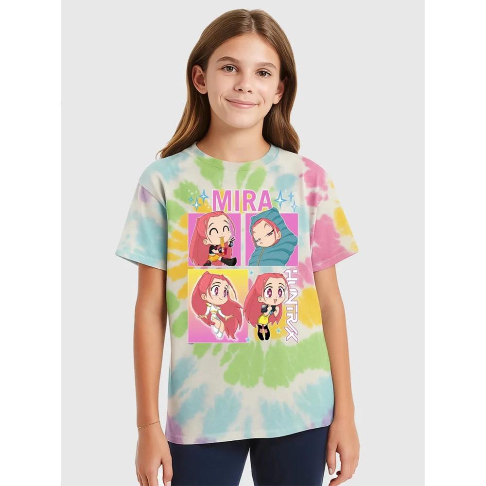 

New KPop Demon Hunters Zoey Tie Dye Kids T-shirt Halloween Men s and Women s Role Playing Shirt Y2K Fashion Casual Sports Jersey 160