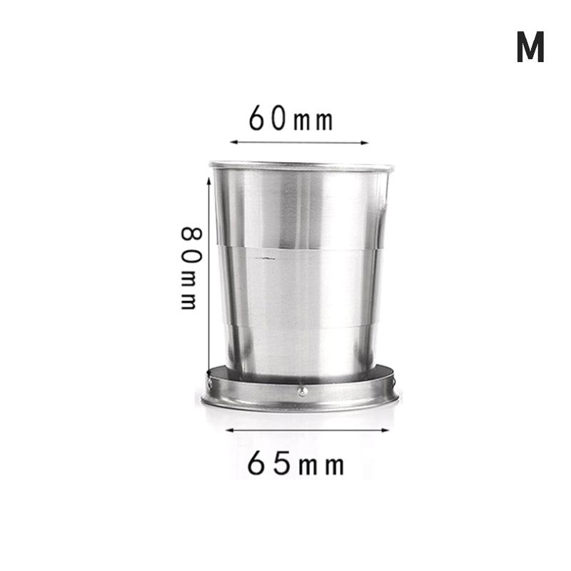 Skládací pohár z nerezové oceli s klíčenkou Přenosné zatahovací teleskopické poháry