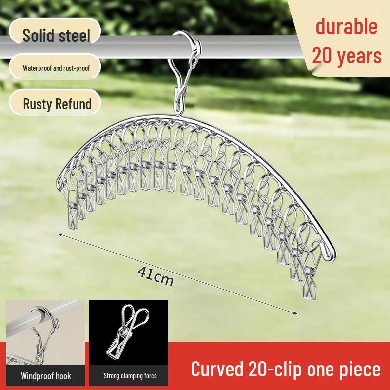 Wielofunkcyjny wieszak ze stali nierdzewnej do suszenia skarpet z klipsami - Idealny do użytku dla niemowląt, dzieci, w akademikach i na straganach ulicznych