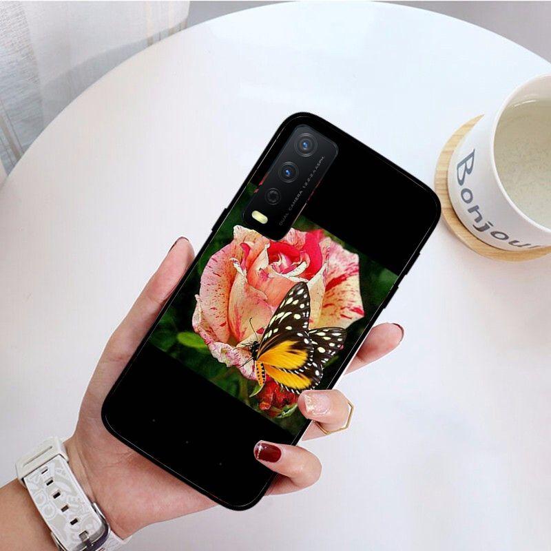 Red Butterfly Roses Flower Phone Cover For Vivo Y31 Y30 Y33S Y11S Y12S Y17 Y20 Y20S Y21S Y1S Y53S Y15 Y19 Y91C V23 Cases Coque