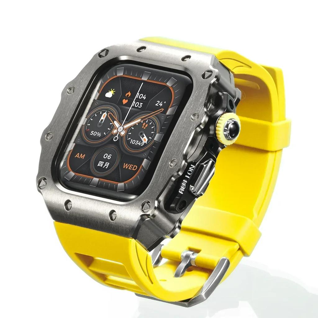Luxus Metallgehäuse Mod Kit Für Apple Watch S11 10 46MM Edelstahlgehäuse +Silikonband für IWatch Serie 9 8 7 6 5 44mm 45mm