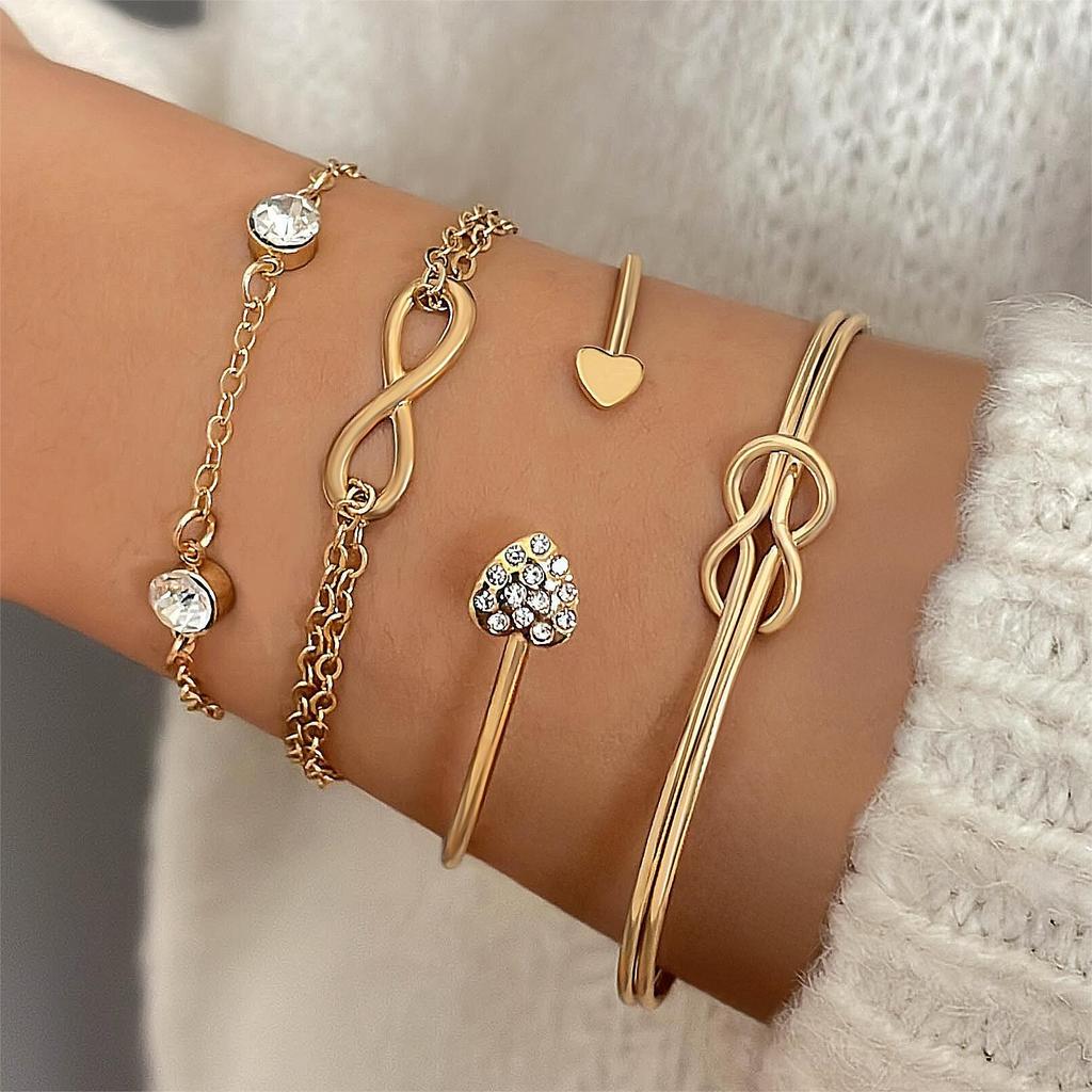 Jewelry Creative Love Diamond Bracelet Set Simple Arrow Bracelet Four-piece Female