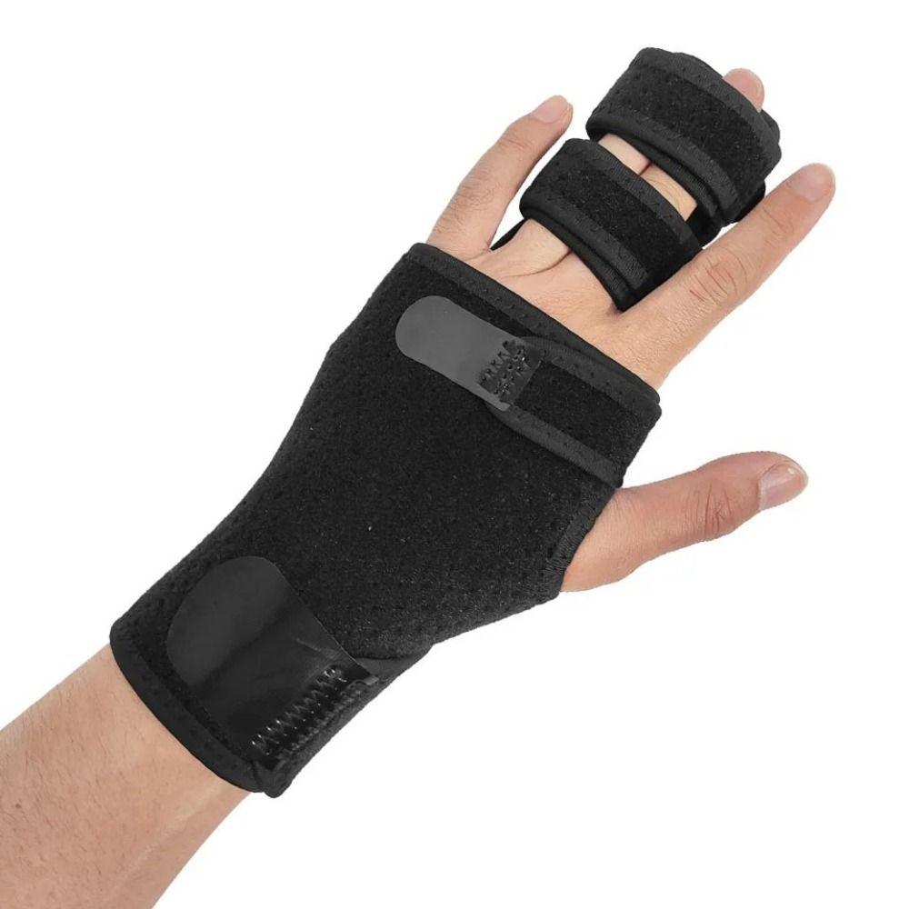Adjustable Double Fingers Splint Left/Right Locking Hand Support Brace Soft Stroke Straightening Finger Protector Ring Fingers