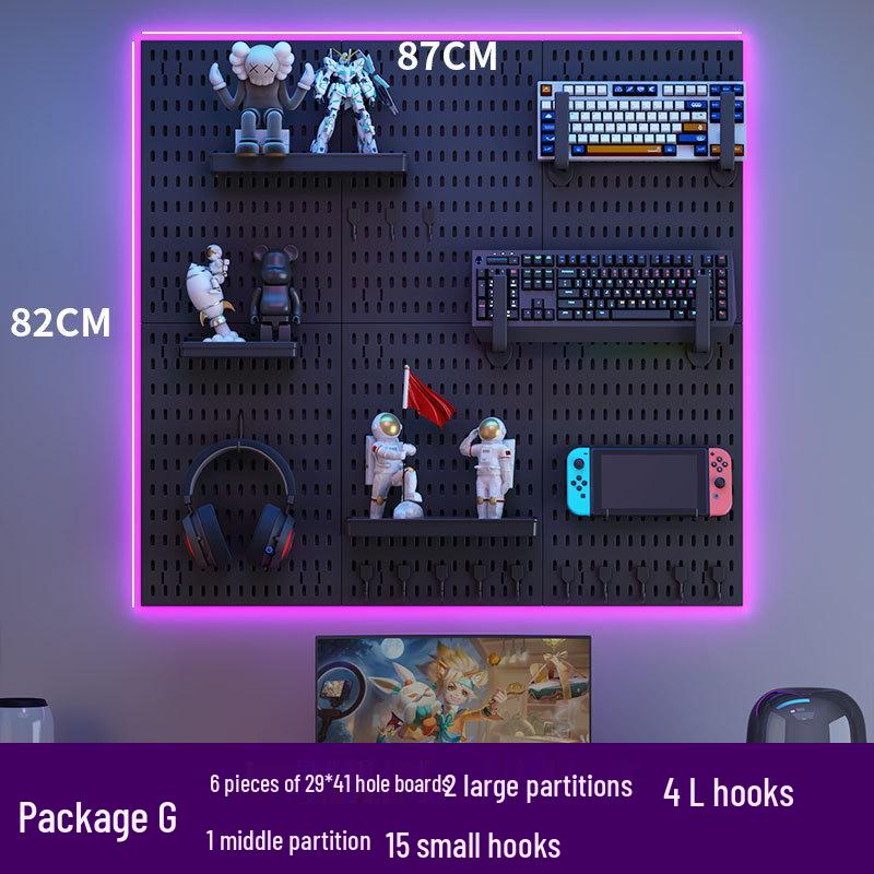 Punch-Free Perforated Board Rack: DIY E-Sports & Study Room Wall Decor for Game Equipment Display