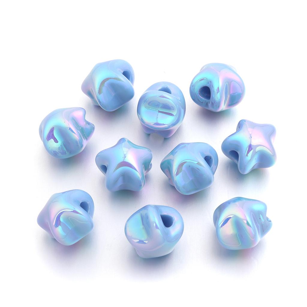 10pcs/lot Plated Color Acrylic Star Beads Loose Spacer Pentagram Beads For DIY Charms Bracelet Phone Chains Jewelry Accessories