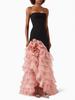 Elegant Strapless Lace Summer Dress with Ruffle and Split