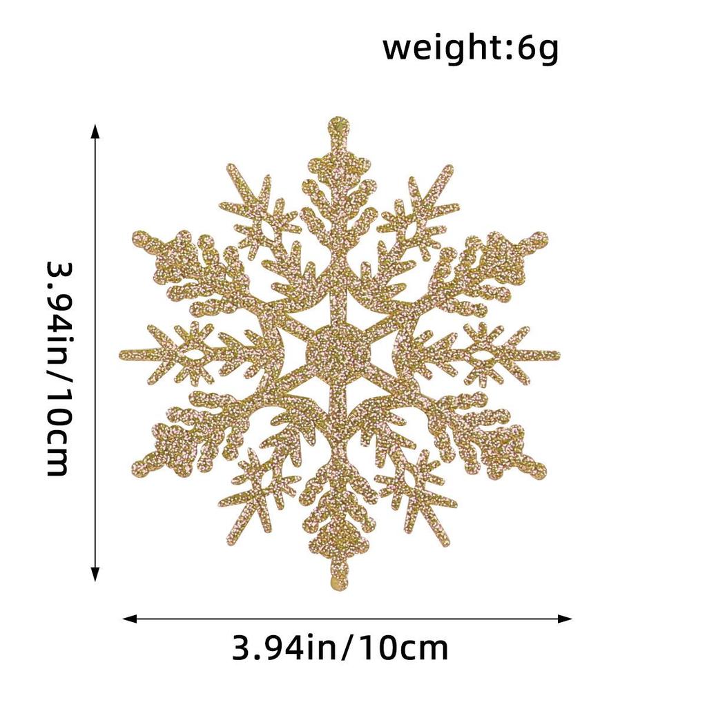 10CM Plastic Snowflake Christmas Tree Decorations - Hollow Powdered Snowflake Pendants