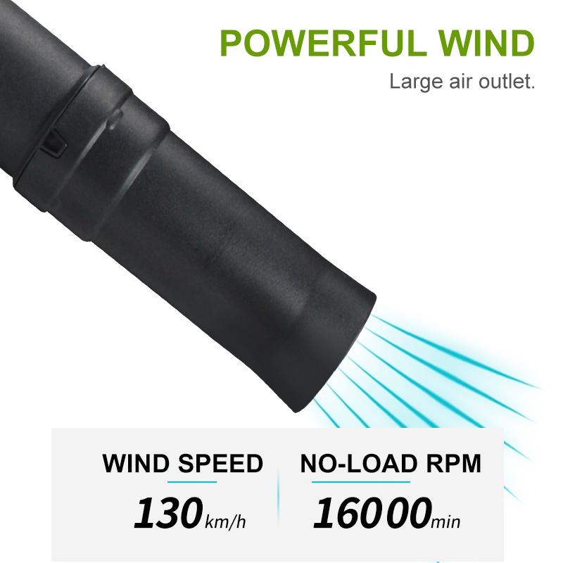 Black 130KM/H Industry Electric Air Blower Cordless Leaf Blower Dust Collector Dust Blowing Sweeper Garden Tools For 18V Li-ion