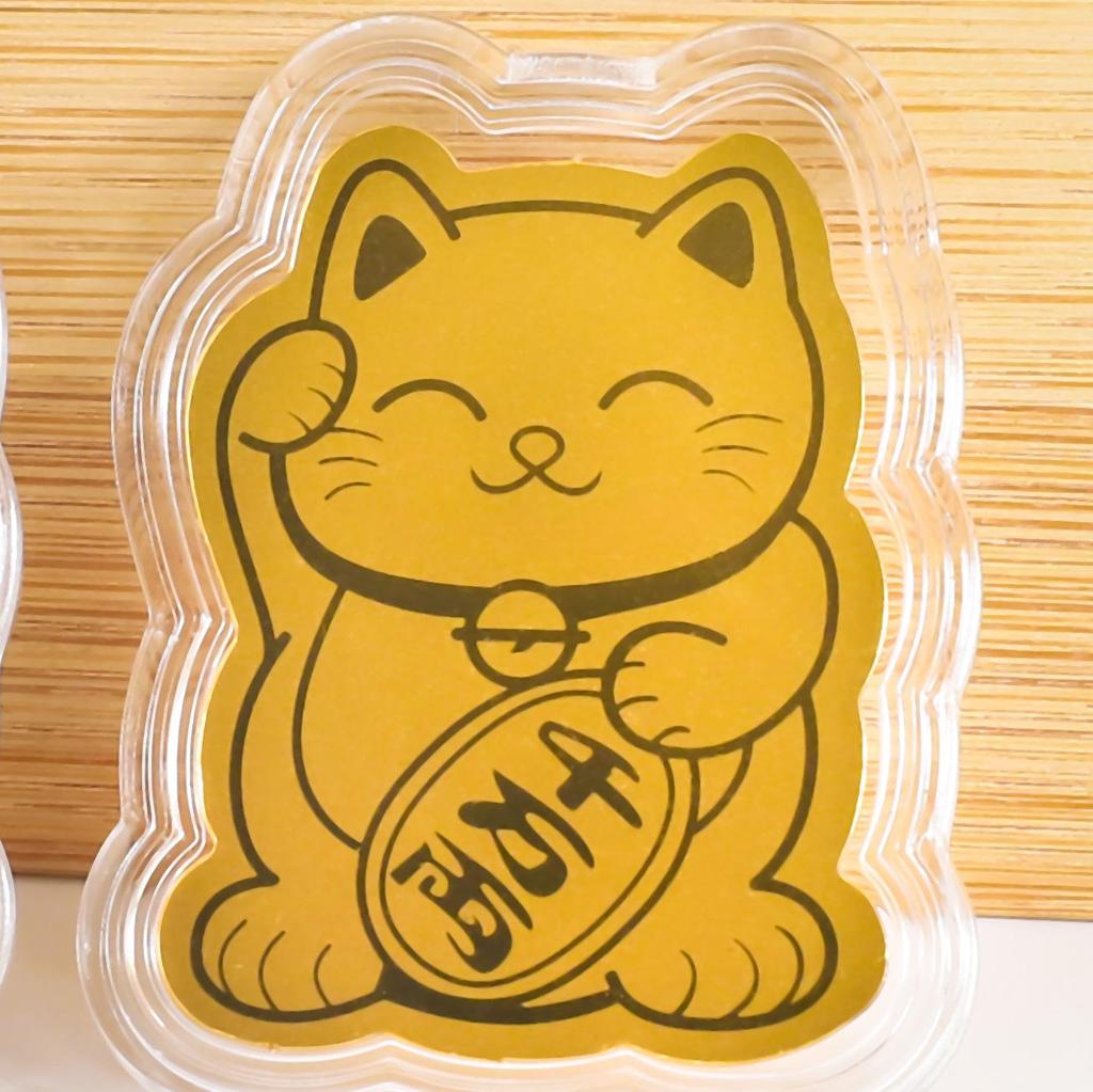 Douyin Lucky Cat Pure Gold Foil Phone Sticker - Good Luck Charm