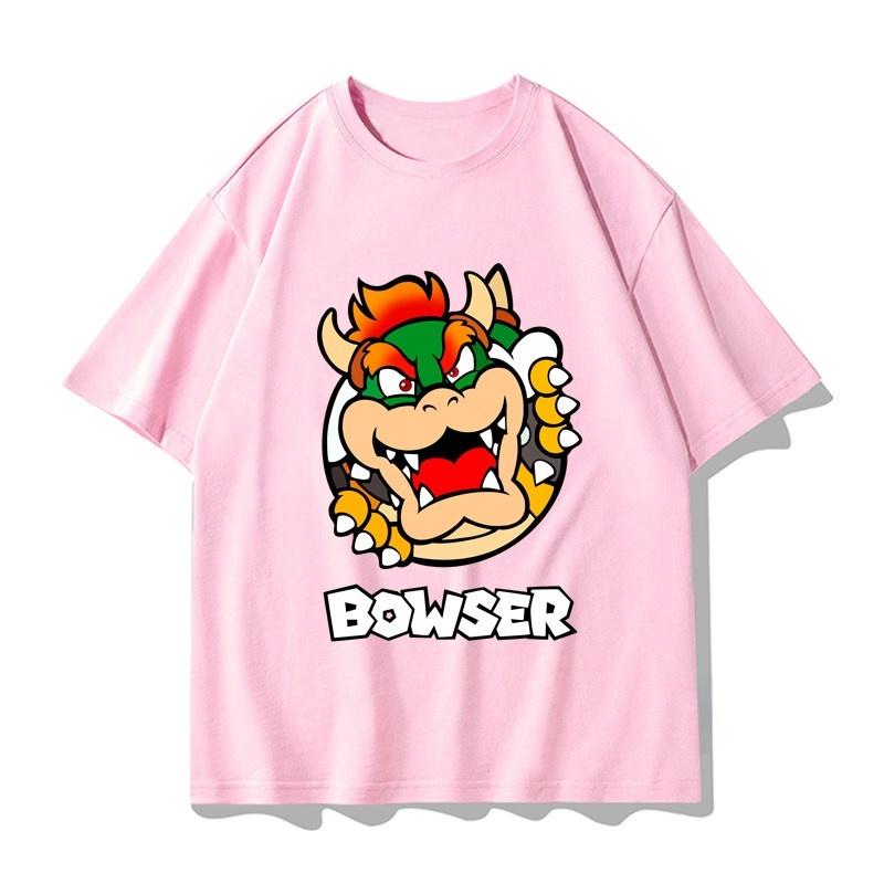 Super Mario Bowser T-shirt Men and Women Summer Cotton Y2K Clothing Fashion Breathable Anime Fans Short Sleeve Tops Streetwear