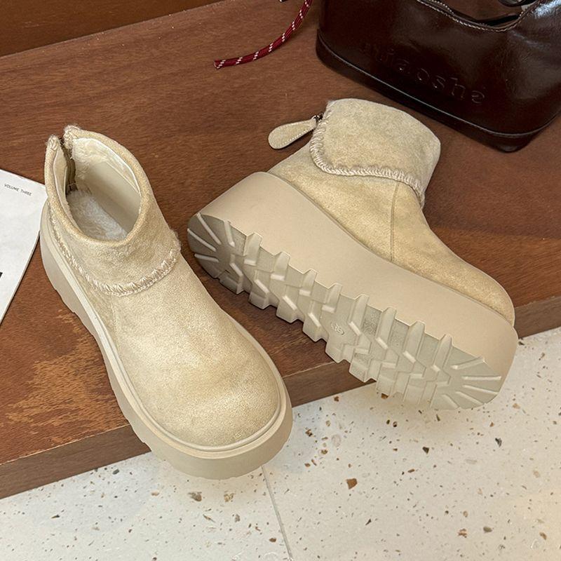 

Women s Large Size Thick Sole Soft Sole Winter Warm Fur One Snow Boots Padded Lined Ankle Boots Anti-slip Hiking Sports Cotton Boots 40