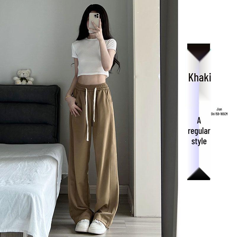 2025 New High-Waisted White Wide-Leg Casual Slimming Petite Sweatpants for Women