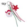Santa Claus Bag Charm Christmas Charm, Crochet Keychain Pendant with Festive Charms Faux Leather Star, Xmas Hanging Decor for Party Favors Gift
