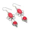 Orange Lace Agate, Coral Gemstone 925 Sterling Silver Jewelry Earring 2.36" KJ-827