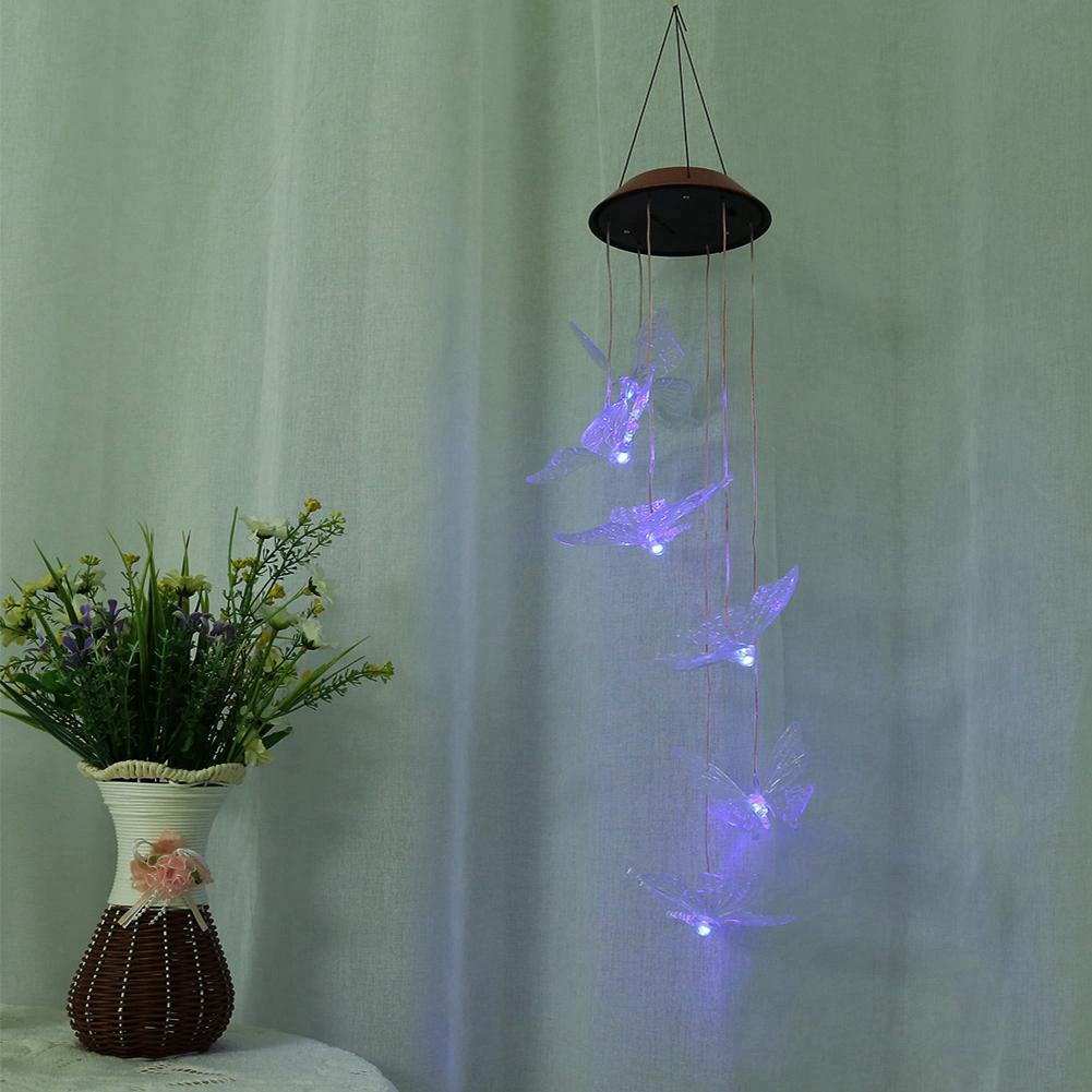 Wasserdichte LED-Solarpanel-Windspiele mit Schmetterlingen für den Außenbereich, Heim-Gartendekorationslicht (transparent)