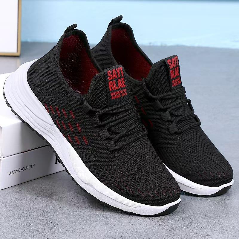 Four Seasons New Teen Trend Sports Shoes Men's Casual Running Cloth Shoes Men's Trend Flying Weaving Shoes