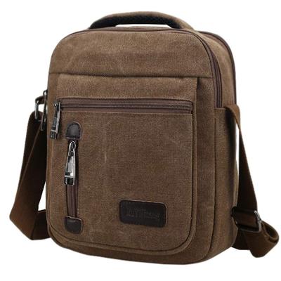 Stijlvolle canvas schouder schouder 4 body messenger canvas water één bruin [B-TALK] tas, verticaal, crossbody, tas, uniseks, kleuren, multi-opslag,