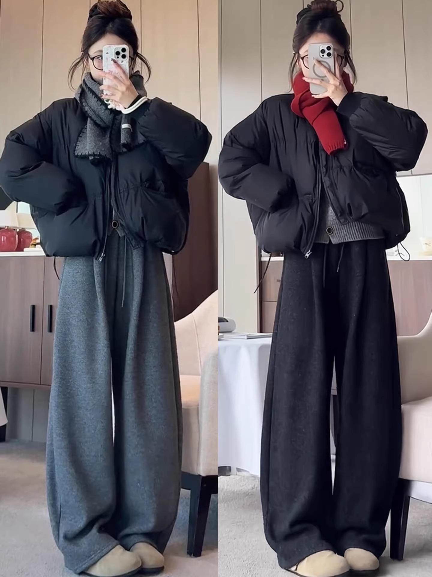 Cozy Woolen Wide-Leg Pants: Fluffy, Thick, and Slimming for Autumn & Winter XL