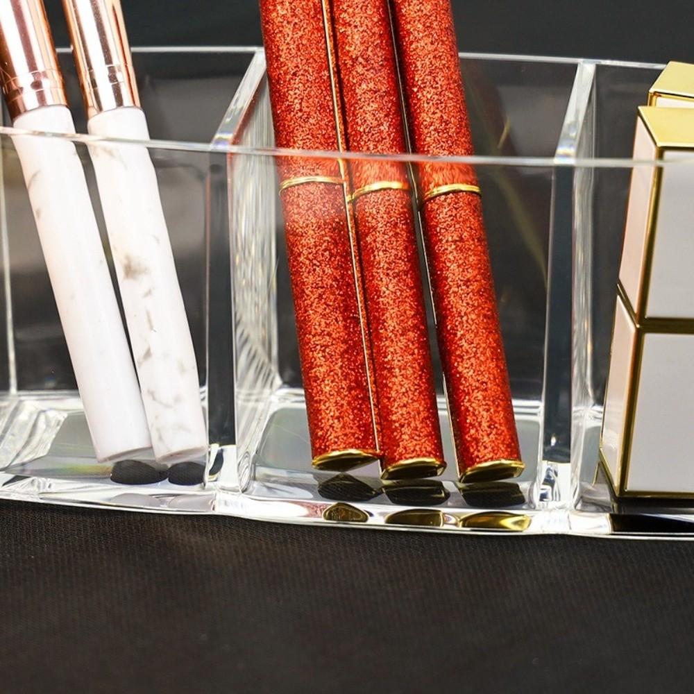 Clear Brush Holder 3 Grid Makeup Storage Tray Tools Box Cosmetic Storage Box  Eyebrow Pencil Holder