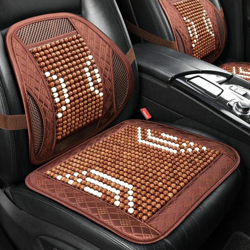 Universal Vehicle Chair Ventilated Cooling Seat Pad Cushion Beaded Comfort Seat Cover Lumbar Back Brace Support Cushion
