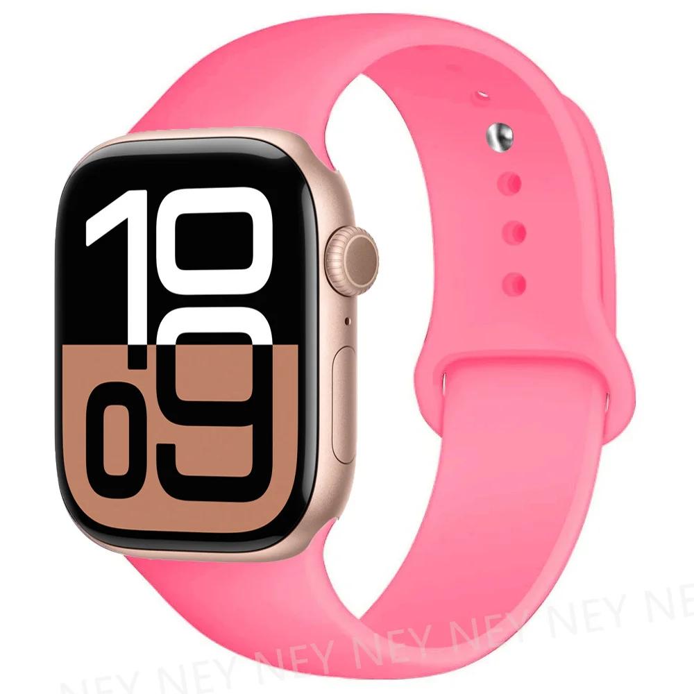 Silicone Band For Apple Watch Straps Ultra 2 49mm 45mm 44-40mm 41mm Sport Bracelet Apple Watch Series 10 42mm-46mm 8 7 6 5 SE 9