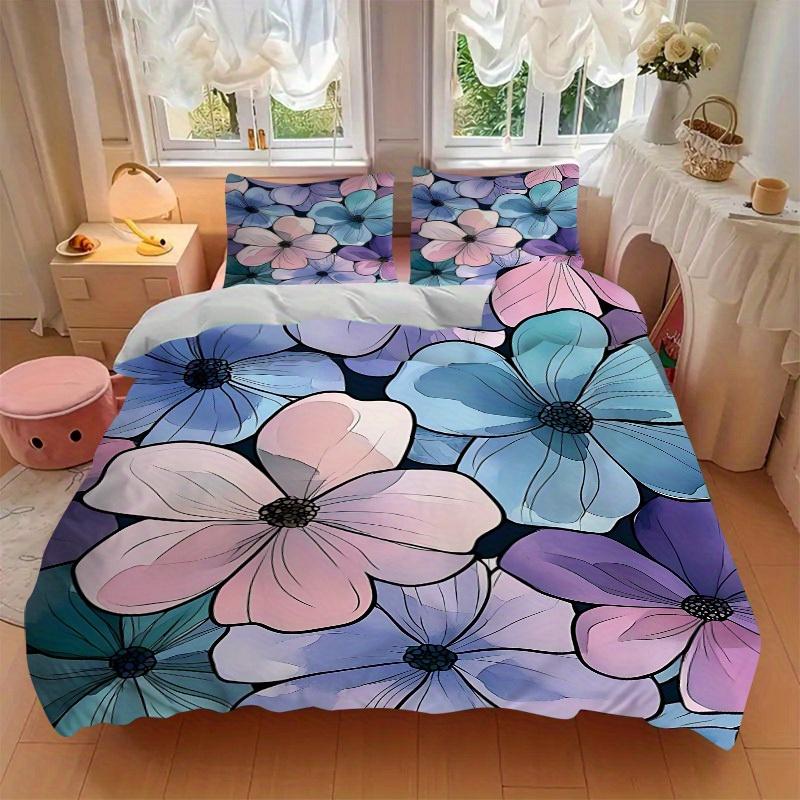 3Pcs Floral Pattern Printed Bedding Set, Breathable And Soft, Machine Washable, Christmas Gift, Suitable for Bedroom Decoration, 15167