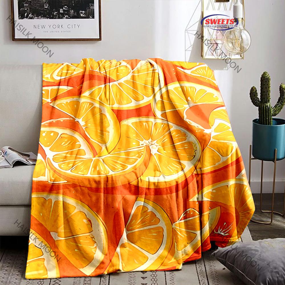 3D Orange Printed Blanket - Ultra Soft & Cozy Gift for Mom and Daughter Present, Warm Lightweight Throw for Bed, Couch & Travel