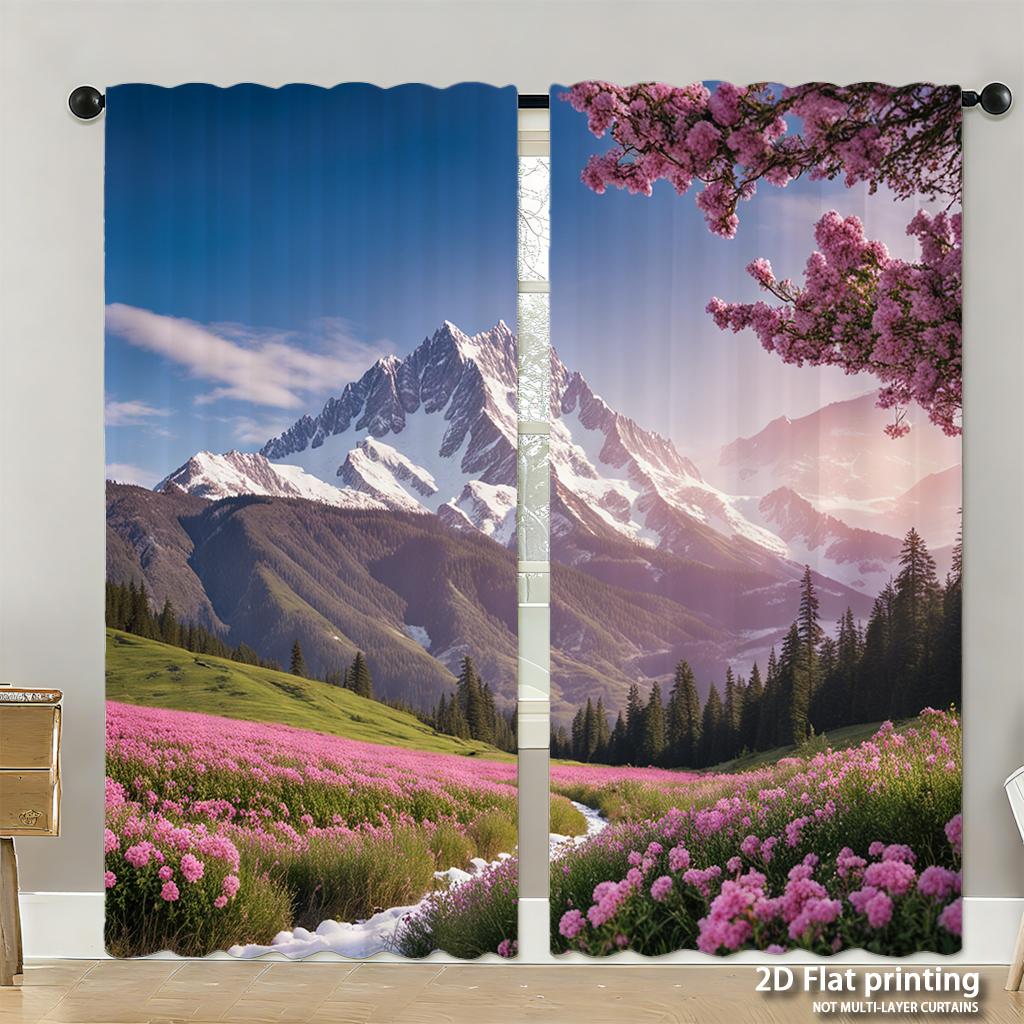 Piece Set High Definition Digital Printed Curtainspurple Spiderweb Style Curtainhome Decoration Curtains Made Of Polyester