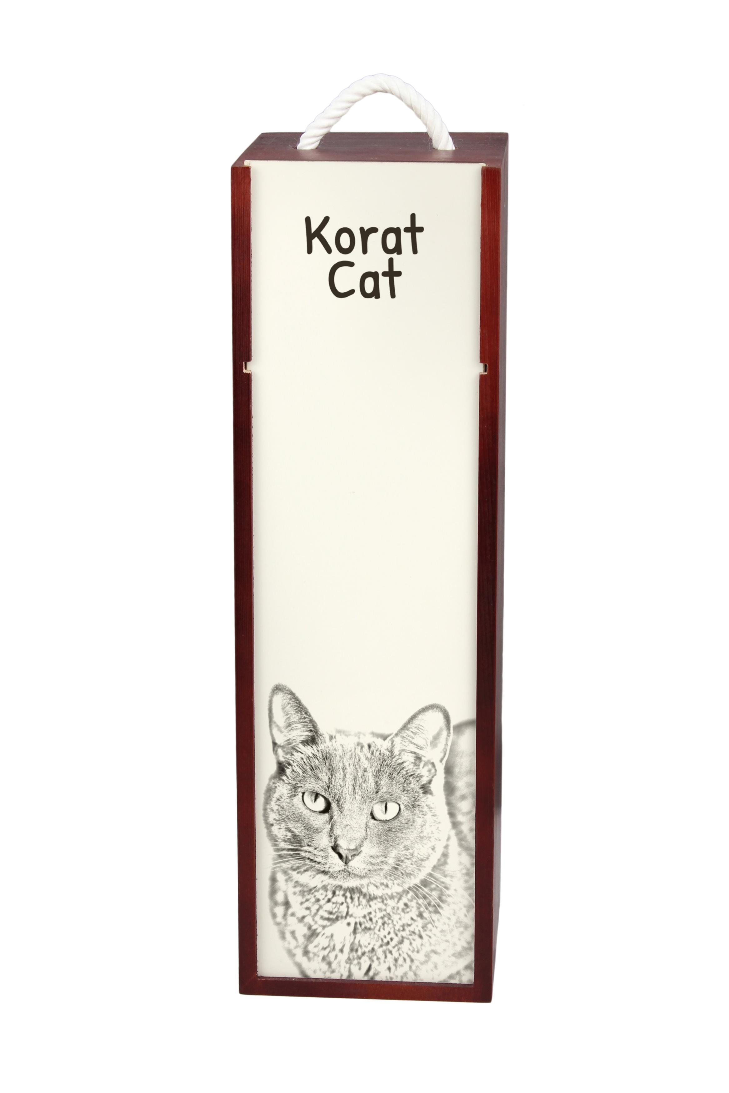 

Korat - wine box with a cat, alcohol box with graphics, personalized gift box from the Art-Dog brand коричневий