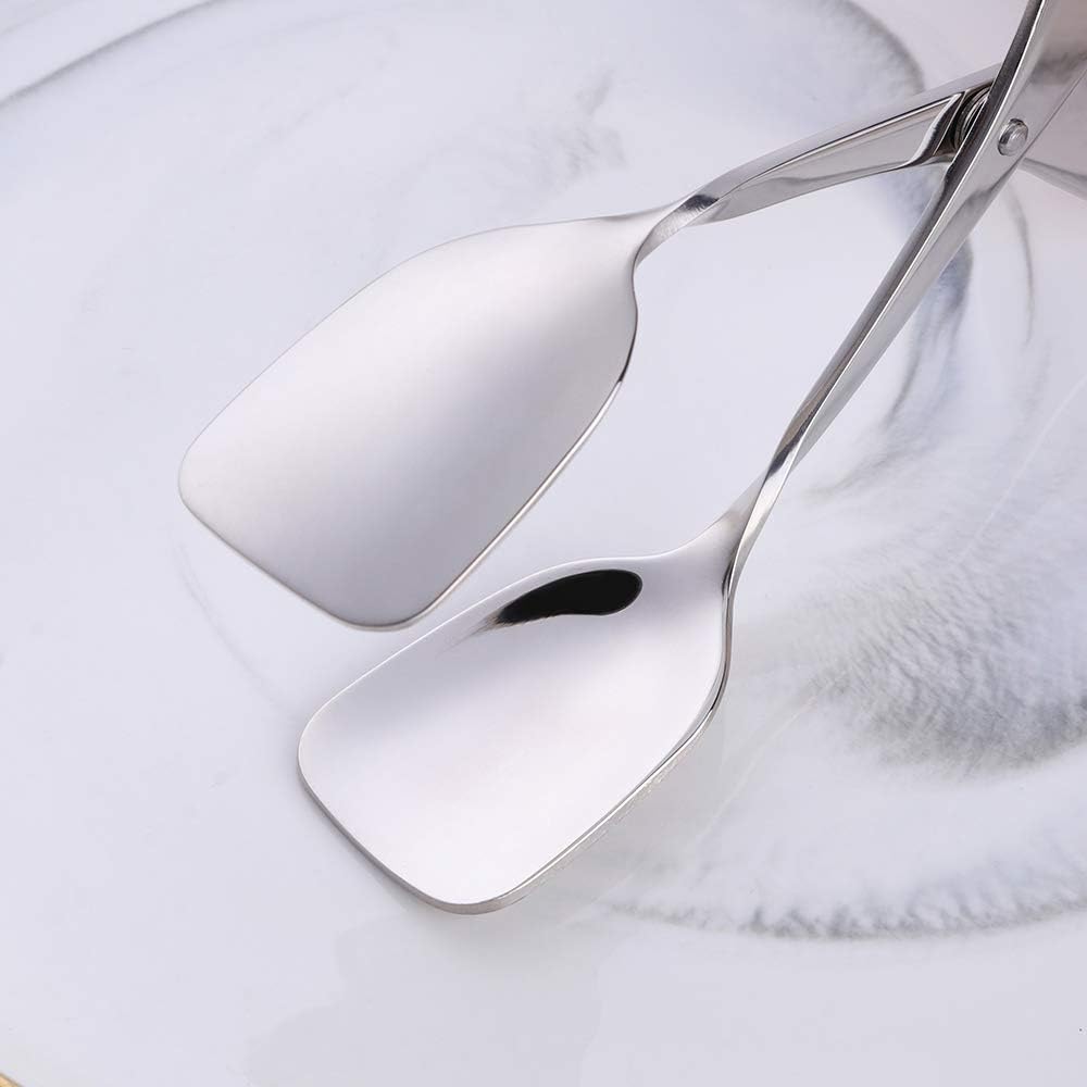 2 Pack 7-Inch Food Tongs for Serving, Thickening 304 Stainless Steel Flatware Buffet Tongs for Salad Cake Bread BBQ, Kitchen Scissor Cooking Tongs,