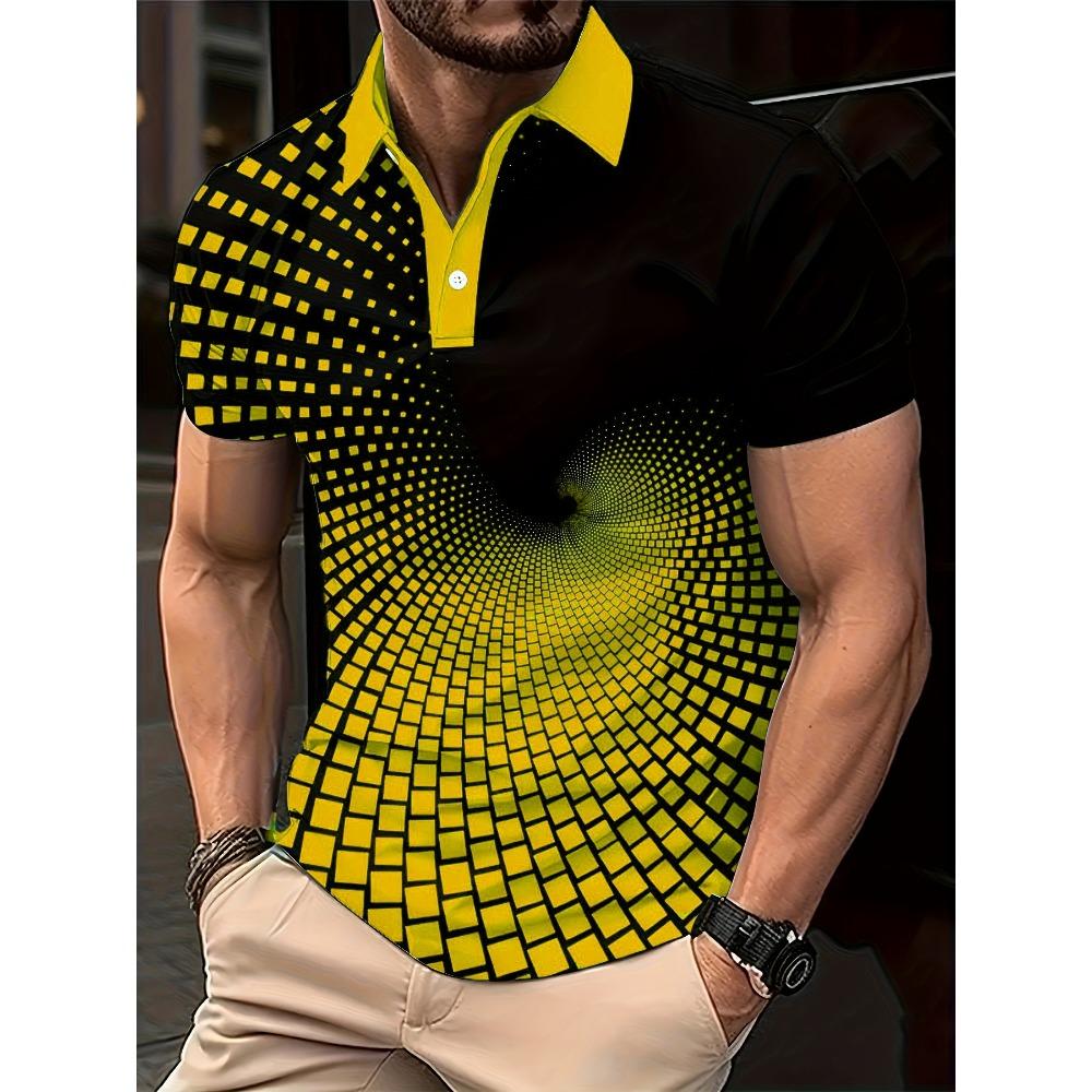 Pattern fashion men's polo shirt summer short sleeved 3D printed top T-shirt