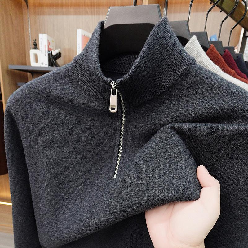 2025 Herbst/Winter Herren Warmer Wollstrickpullover mit halbem Stehkragen