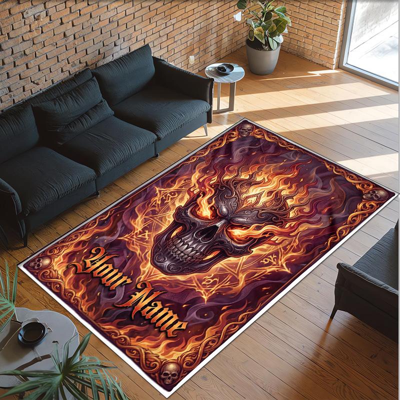 Gothic Theme Crystal Velvet Floor Rug Personalized Custom Name Text Warm Carpet Home Decoration
