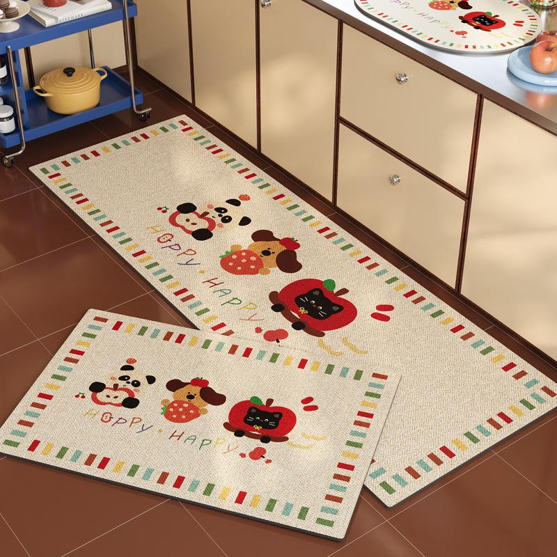 Cartoon kitchen floor mat soft diatom mud floor mat can be cut water absorption quick drying non-slip mat diatom mud 40*60cm