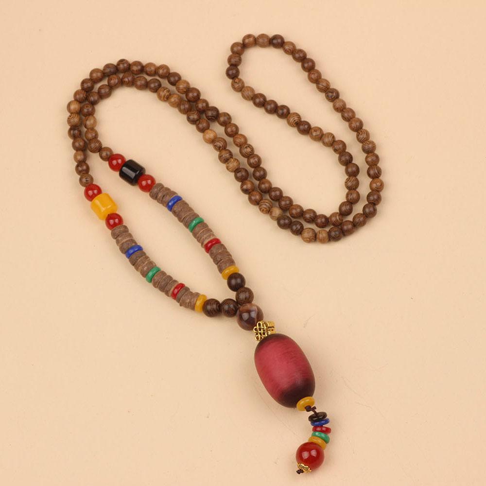 Originální etnický retro dlouhý řetízek na svetr, Nepálské vintage doplňky, Tibetský styl, Literární a univerzální náhrdelník pro muže a ženy
