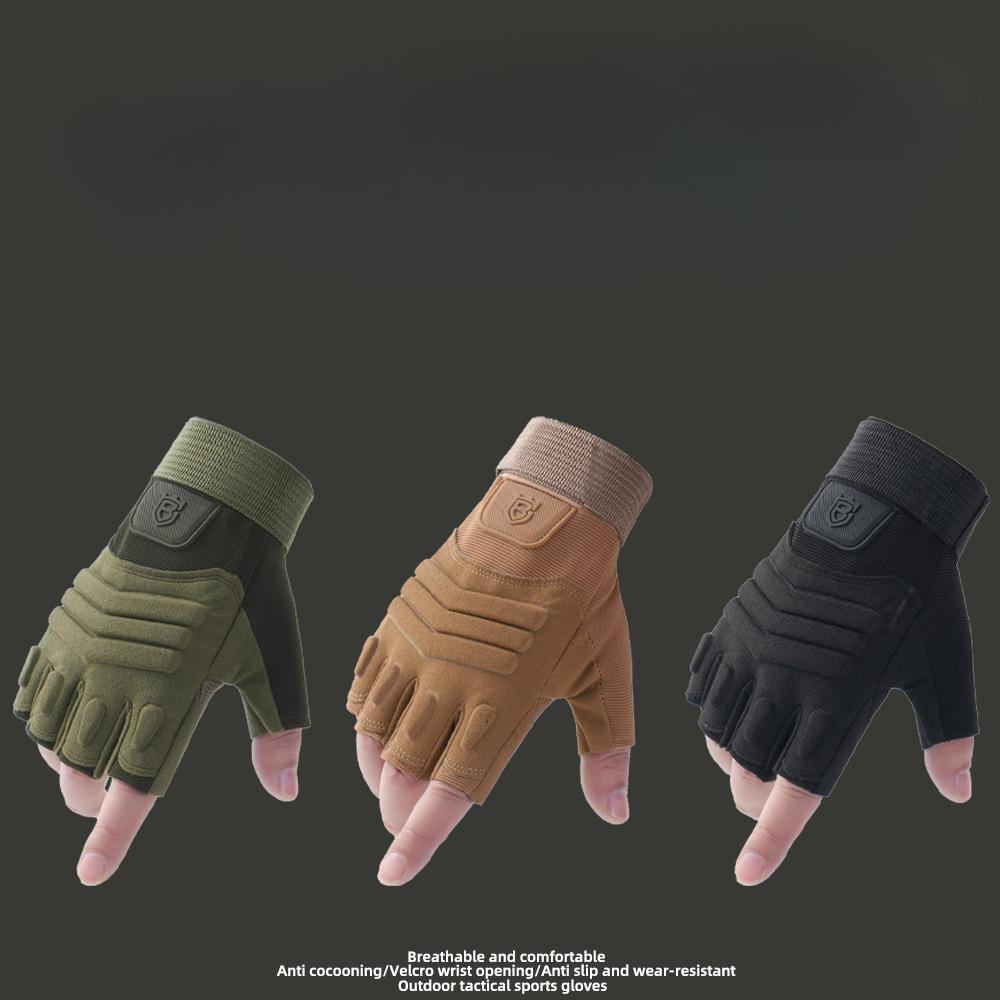 Fitness Halbfingerhandschuhe für Herren Outdoor Taktisches Training Feld Einzelstangen Verschleißfest Rutschfest Motorradfahrhandschuhe