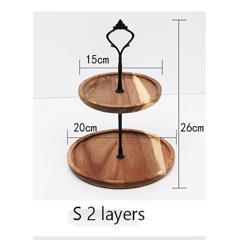Cake Stand 1PC Wooden Bread Dessert Stand Ornament Fruit Plate Multi-tier Tea Candy Stand 2/3 Tier Solid Candy
