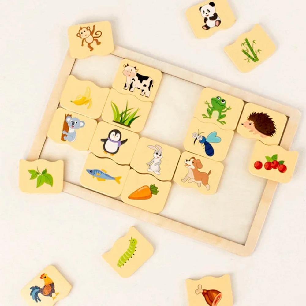 Kids Number Animal Cognitive Matching Puzzle Montessori Concentration Memory Training Wooden Educational Toys for Children