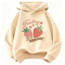 Fashion Strawberry Design Hoodie Kids Children's Sweatshirt Hoody Girls Casual Hoodies Hip Hop Clothes Sweet