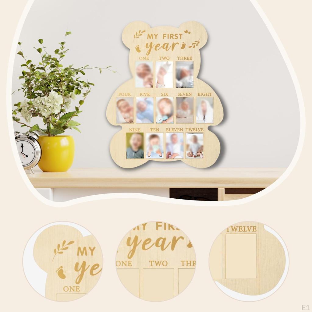 First Year Picture Frame Display Tabletop Memorable Kids Nursery 12 Monthly Milestone Photo Board