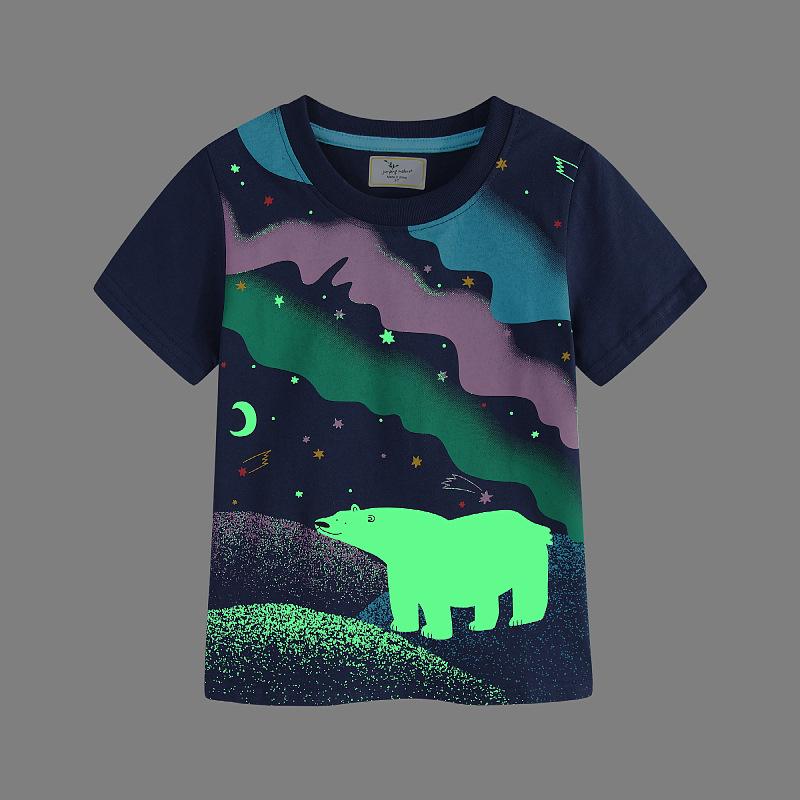Luminous Boys  Cartoon Print Cotton T-shirt - European Style Summer Short-Sleeve Top 80-90CM (2T)