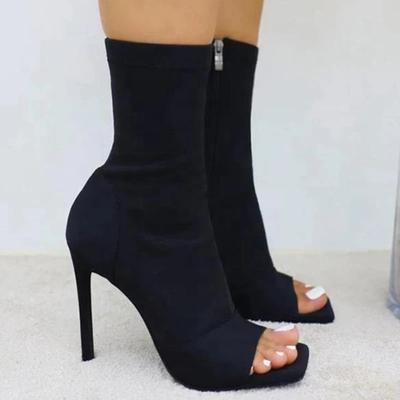 Women's High Heels Solid Color Super High Heel Square Toe Fish Mouth Boots Sexy Open-toe Stiletto Sandals Sapato Salto Fino