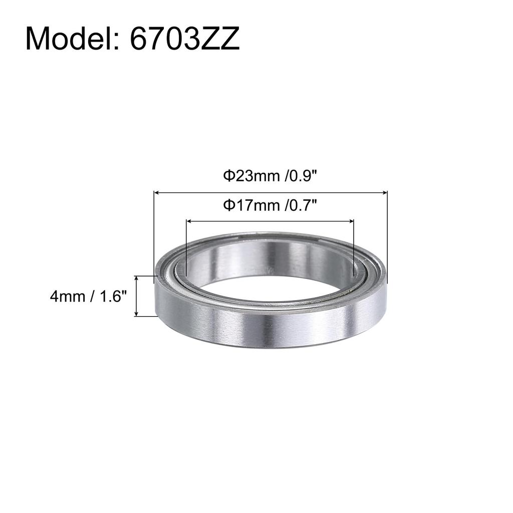 uxcell 6703ZZ Deep Groove Ball Bearings for x x with Carbon Fiber Double Metal Shielded Carbon Chrome Steel Skateboard Bearings Rollers, 0.7" 0.9"