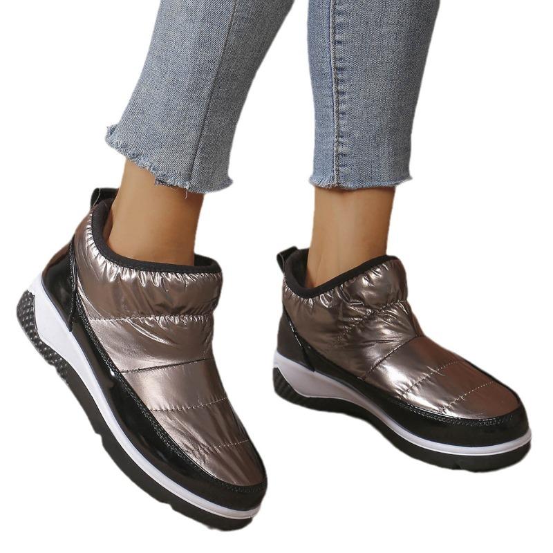 Women's Wide Width Snow Boots, Plush Lined Mid-Calf Winter Shoes, Round Toe Platform Warm Booties for Women