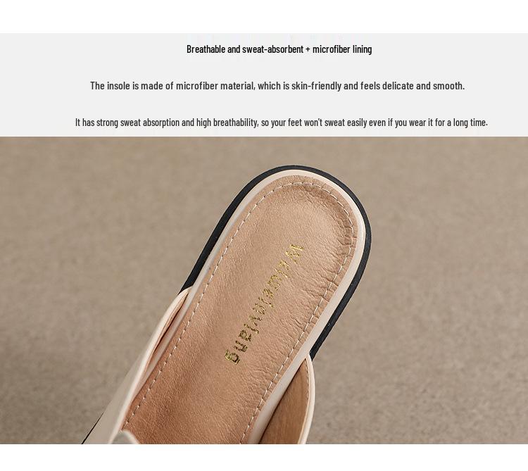 Weiwei Girl Closed-Toe French Retro Mule Slippers, Women's Versatile Flats, Plus Size Available
