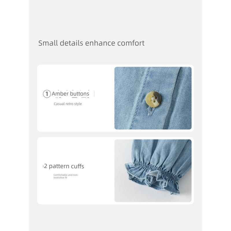 David Bella Girls' Pure Cotton Shirt 2026 New Spring Collection Children's Denim Top Stylish Baby Shirt Children's Clothing