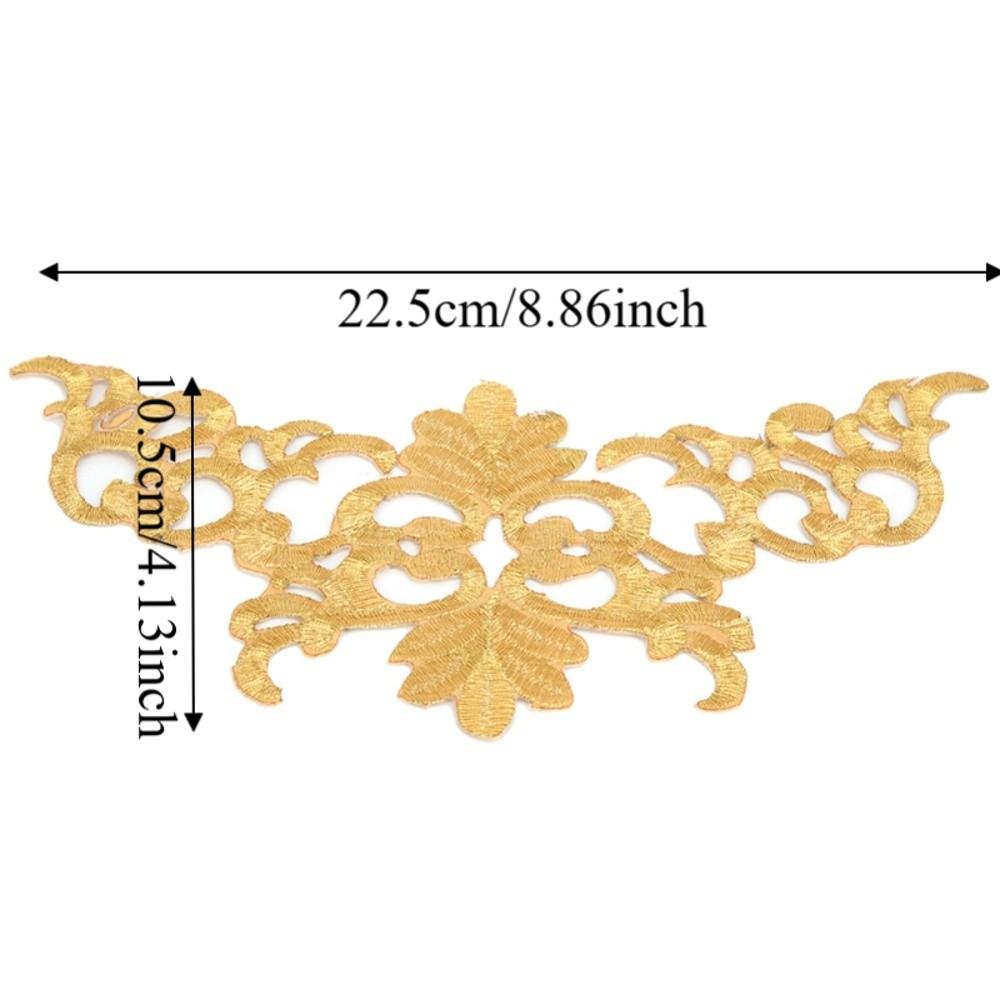4PCS 8.86×4.16inch Applique Patch Gold Embroidery Iron On Patch  Clothing Decoration